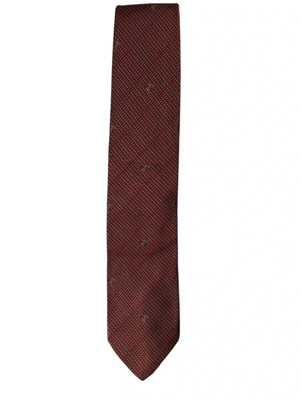 Vintage Polo Ralph Lauren Houndstooth Plaid Micro Duck Motif Tie Old Money